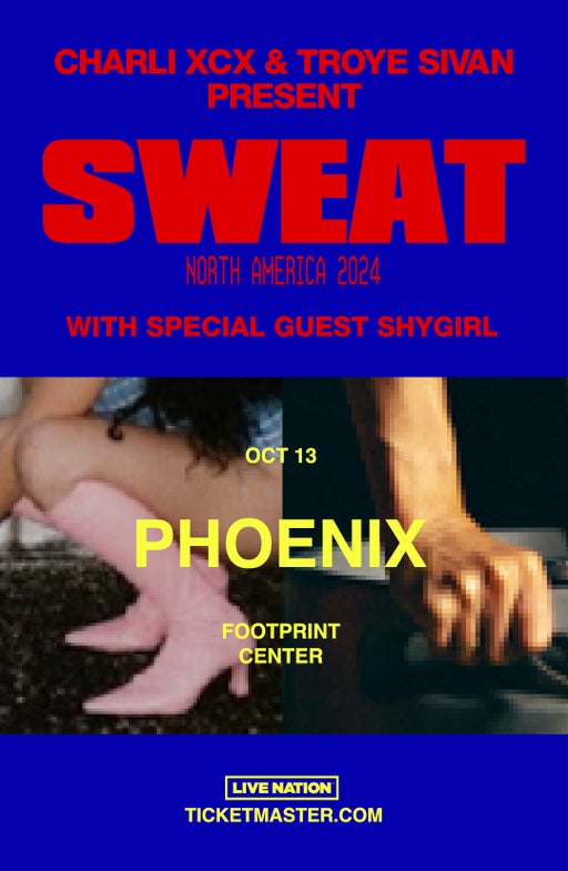 Charli XCX & Troye Sivan – SWEAT with special guest Shygirl Charli XCX & Troye Sivan – SWEAT with special guest Shygirl