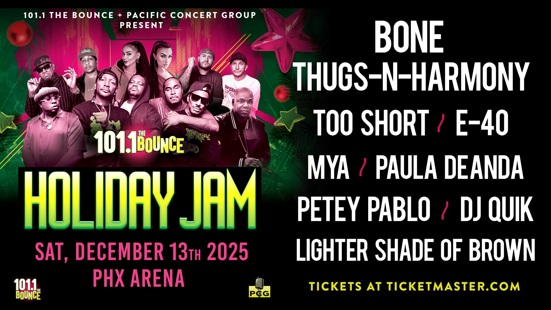 ‘101.1 THE BOUNCE HOLIDAY JAM’ STARRING BONE THUGS-N-HARMONY - DEC 13TH AT PHX ARNEA